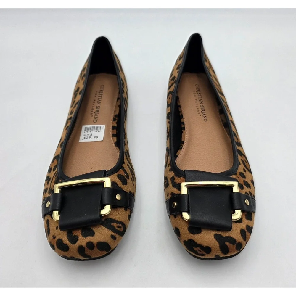 Christian Siriano for Payless Size 8 Ballet Slipper Flats Leopard Print W Buckle